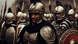 army of Roman legionnaire in black armor