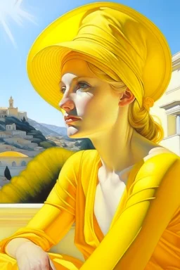 Neoclassicism woman realistic yellow cote d'azur