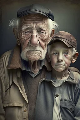 old man with son 9 years old boy