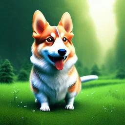 corgi lost round ball happy laughing running forest nature natural city town rolling