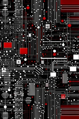 Christmas card in the style of information technology red, white and black
