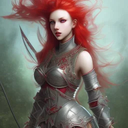 fairy with red hair and armor fights bulimia