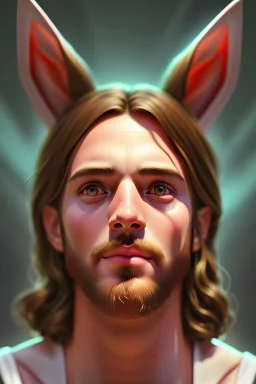 Jesus and easter and bats bokeh digital painting extremely detailed studio lighting crisp quality and light reflections 8k cinematic lighting portrait photorealistic ultra detailed cinematic postprocessing focused