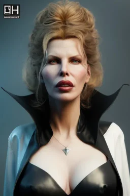 Kim Basinger as evil queen in black leather, busty, cleavage, curvy, angry, stern look. character design by cory loftis, fenghua zhong, ryohei hase, ismail inceoglu and ruan jia. unreal engine 5, artistic lighting, highly detailed, photorealistic, fantasy