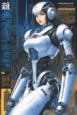 This cutting-edge Japanese magazine dedicated to automated trading by Masamune Shirow depicts [special edition year 2134] a sleek and sophisticated robot trader, with intricate circuit patterns glowing softly, symbolizes the advanced automated trading systems of the future. Surrounding the robot trader are holographic graphs and data streams, depicting the intricate algorithms and real-time market analysis that drive the automated trading revolution. The cover is a striking blend of traditional