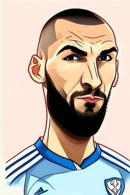 Karim Benzema French soccer player cartoon 2d