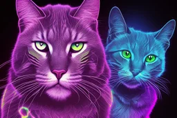 Black light art, neon cat