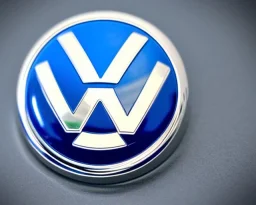 vw logo badge blue futuristic