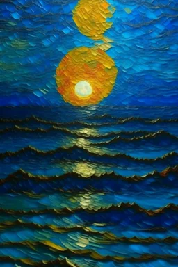 sun set in blue sea by van Gogh.