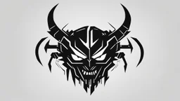 minimalistic cyberpunk demon logo black and white