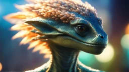 Strange, innovative, beautiful, unknown furry humanoid alien reptile, futuristic, ingenious, exquisite body, striking skin, happy, intelligent, calm, thoughtful, friendly, rapport, confident, attractive, extreme characteristics, beautiful volumetric lighting, attractive composition, photorealistic, bokeh blur, extremely detailed, chiaroscuro