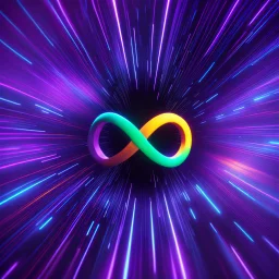 infinity symbol ∞ moving at warp speed, in space, striking, neon, chiaroscuro, dramatic, captivating, powerful, fantasy, beautiful, octane render, 16k post-production, artstation: award-winning: atmospheric: commanding: fantastical: clarity: ultra quality: striking: brilliance: stunning colors: amazing depth; lens: f/11, 35mm