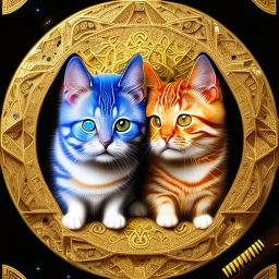 3d cute cats, beautiful rich, detailed yin and yang symbol, shiny, intricate, gorgeous, ultrafine detail, hyperrealism, trending , sharp focus, intricate details, highly detailed, glowing, glitter, complementary colours