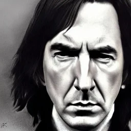 high-quality, fine-detail close-up pen and pencil sketch of young alan Rickman as Severus Snape, portrait, 8k resolution, intricate, digital art, detailed matte painting, photorealistic, volumetric lighting, Rafael Augusto, Juan Francisco Casas, Anne Dittman, Anne Stokes, greg rutowski