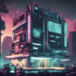 build hospital cyberpunk comics style poster