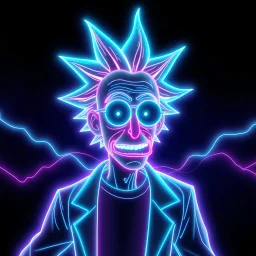 Holographic Vaporwave Glitch, 3D, light line art, hologram Rick Sanchez