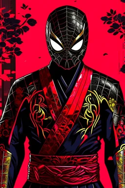 Spider-Man in black and red kimono