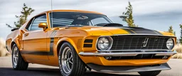 1970s BOSS 302 mustang, painting style, dramatic lighting