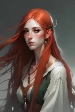 nakid pale moon elf long red hair