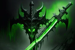 espada demoniaca negra y verde sumamente poderosa y grande
