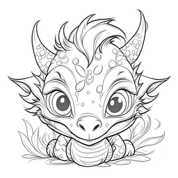 outline art for square baby dragon bust coloring page for kids, classic manga style, anime style, realistic modern cartoon style, white background, sketch style, only use outline, clean line art, no shadows, clear and well outlined