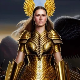 Ultra detailed fullbody Portrait in oil on canvas of beautiful WArrioress with phoenix Gold Armor ,extremely detailed digital painting, extremely detailed face,crystal clear Big Glowing eyes, mystical colors ,perfectly centered image, perfect composition, rim light, beautiful lighting, 8k, stunning scene, raytracing, anatomically correct, in the style of robert e howard and Ken Kelley and Ohrai Noriyoshi and Simon Bisley and tomzj1