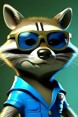 raccoon as a special agent with sunglasses