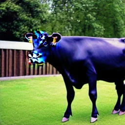 A cow wearing a suit and tie