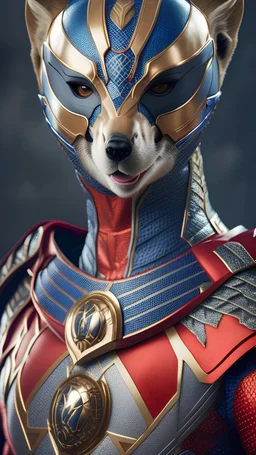 full body portrait of a Superhero Meerkatman, Serius, Mask, Head Man Mouth And Nose Hyper Realistic Armor Intricate Detail Novelty Full Body Cinematic 4k