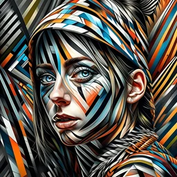 Zebra painting with a woman's face, inspired by Peter Griek, mesmerizing contemporary digital art, complex face, abstract portrait, inspired by Alan Tasso, abstract face, artistic digital art, trending digital art, sophisticated digital art, inspired by Igor Mursky, abstract surrealism masterpiece , by Laszlo Balog