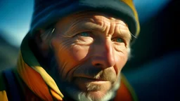 alpinist portrait, Kodak Gold 200, F/22, Analogous-Colors, 8K, realistic,