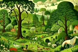 A spring green kingdom with animals painted by Edward Hicks