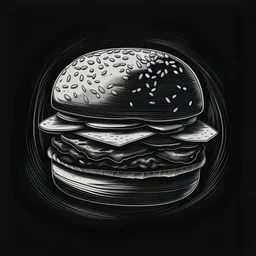 create a vector burger drawing sketch with black color