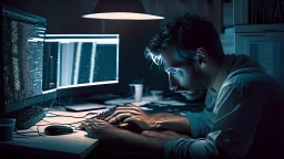 man working in a computer