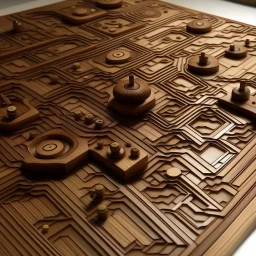 neo-surrealism, walnut circuitry