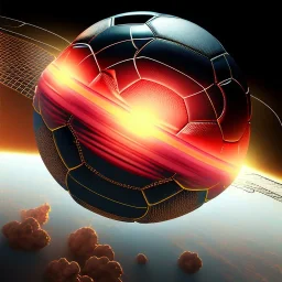 Soccer ball outerspace black, earth orbit,volcano