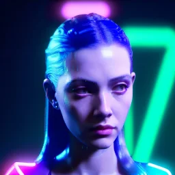 Actress, young madoonna, blonde replicant woman, blade runner style, rain, fog, neon ambient, gradient color, clean skin, circuits, latex coat, cyber punk, neon, tubes, portrait, studio photo, unreal engine 5, smooth color, 16 bit, god lights, ray tracing, RTX, lumen lighting, ultra deatail, volumetric lighting, 3d, finely drawn, hd.