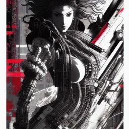 beautiful cyberpunk woman, hyper detailed, hyperdetailed, intricately detailed, illustration by <Katsushika Hokusai> <Yoji Shinkawa>,