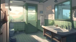 bathroom, anime style
