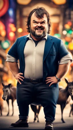 jack black in a jack ass movie poster ,bokeh like f/0.8, tilt-shift lens 8k, high detail, smooth render, down-light, unreal engine, prize winning