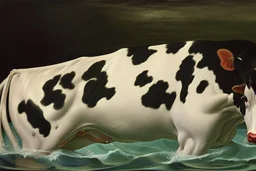 cow swimming in deep water by Caravaggio