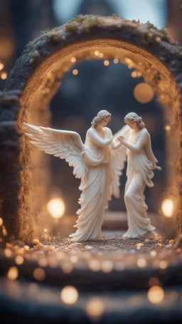 angels in a well, bokeh like f/0.8, tilt-shift lens 8k, high detail, smooth render, down-light, unreal engine, prize winning