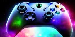 shiney xbox controller odd design. nebula backround