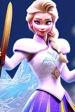 Photorealistic Elsa Jean dressed as a samurai