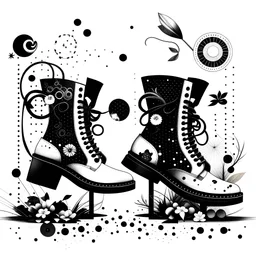 Abstract, dreamy, dreamlike, with a strong black and white contrast illustration for the ideia "time botas".