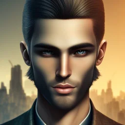 Male, Human, dark long hair, Black Eyes, Young, Photorealism, Full Body Shot, City Background, sharp focus, dark, black, steampunk