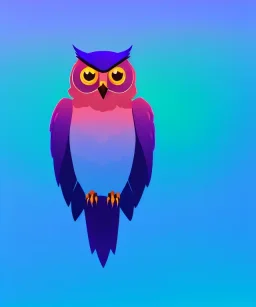 cute, full body owl gradient, one color background