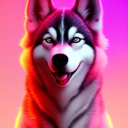 Husky, neon pink eyes, 8K, cinematic lighting, sharp focus, masterpiece, expert