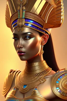 Beautiful pharaonic queen, pharaonic dress, clear features, too many details, 4k, 8k, portrait, 3d, fantasy