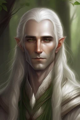 Portrait of male elf with long White hair